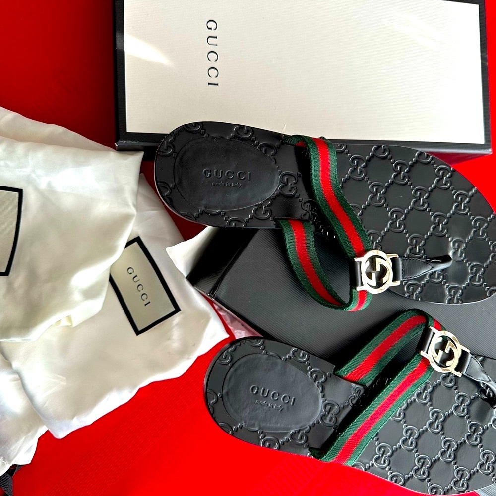 Gucci Women's
Kika Web Thong Sandals - SZ 9